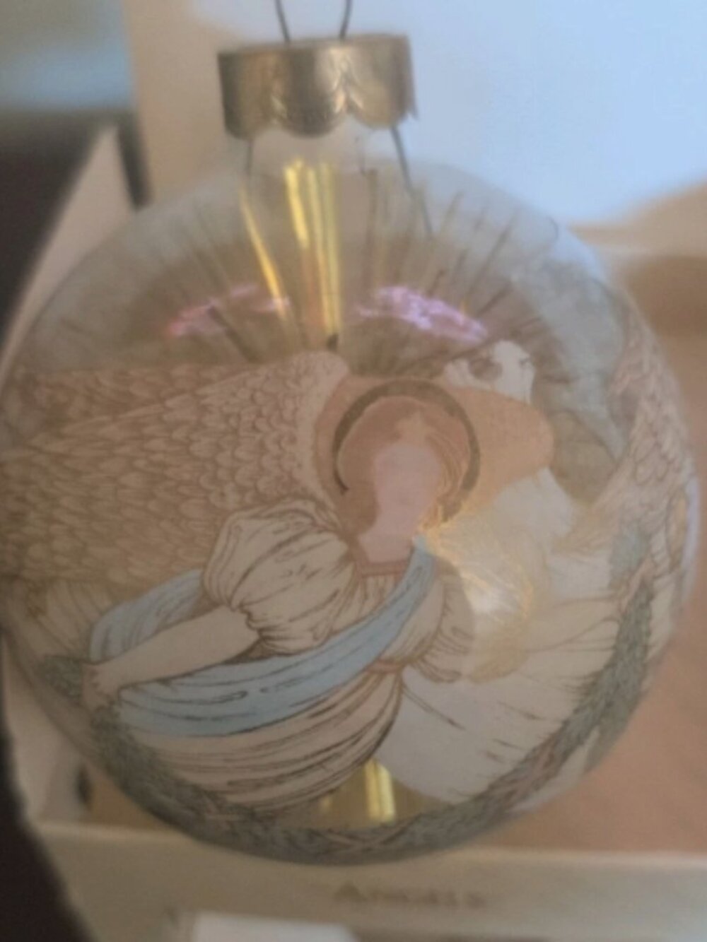 Hallmark 1983 Designer Keepsake Glass Ornament Angels w/ Box USA